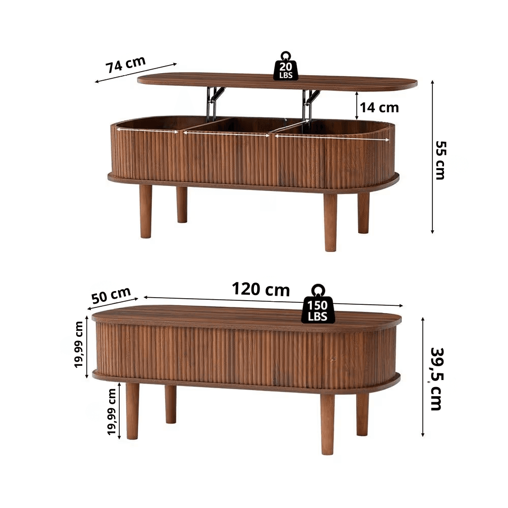 Mesa de centro elevable con espacio de almacenamiento - 6